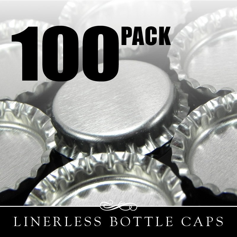 100 Chrome Bottle Caps WITHOUT LINERS-linerless bottle caps - New - Annie Howes