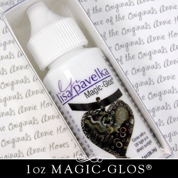 Magic Glos by Lisa Pavelka UV Resin for Polymer Clay. Waterproof. Use in Bezel Settings or on Scrabble tiles.