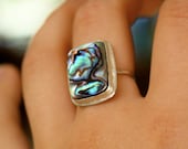 Rectangular Abalone Shell ring