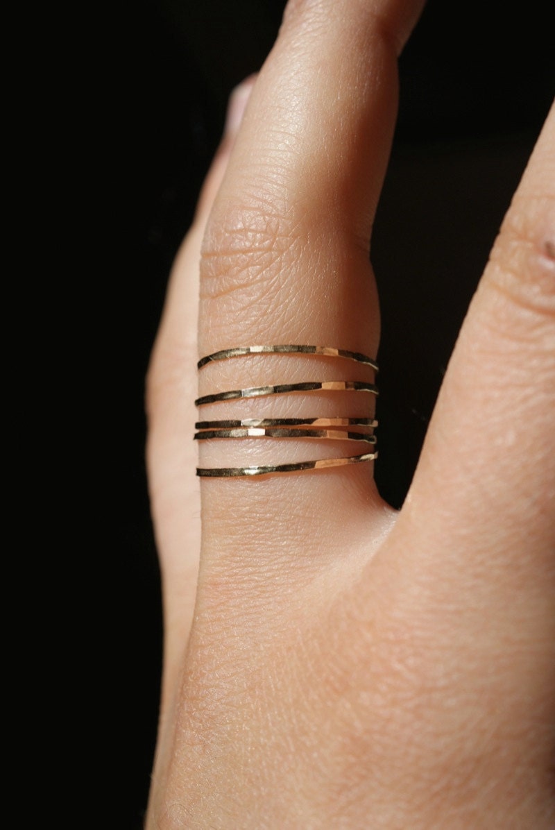 Ultra Thin Gold Filled stacking rings set of 5