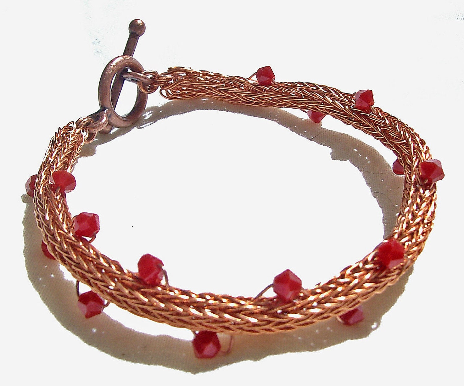 Copper and Coral Viking Bangle