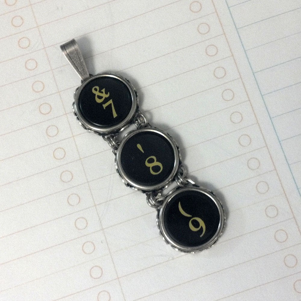 BE AFRAID OF 7 - Vintage Typewriter Key Pendant
