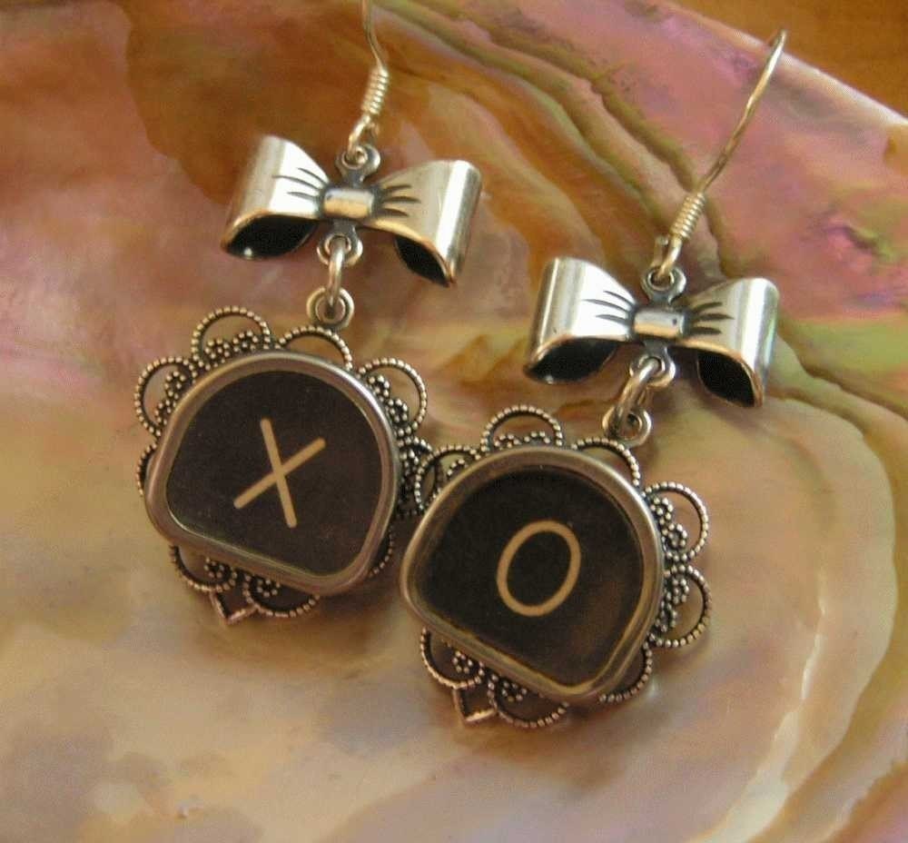 HUGS and KISSES Xs and Os Vintage Typewriter Key Earrings 