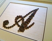 Nursery Art Button Letter Monogram -- Your Baby's Initial on Silk -- Ready-to-Frame for 11"x14" Frame (frame not included)