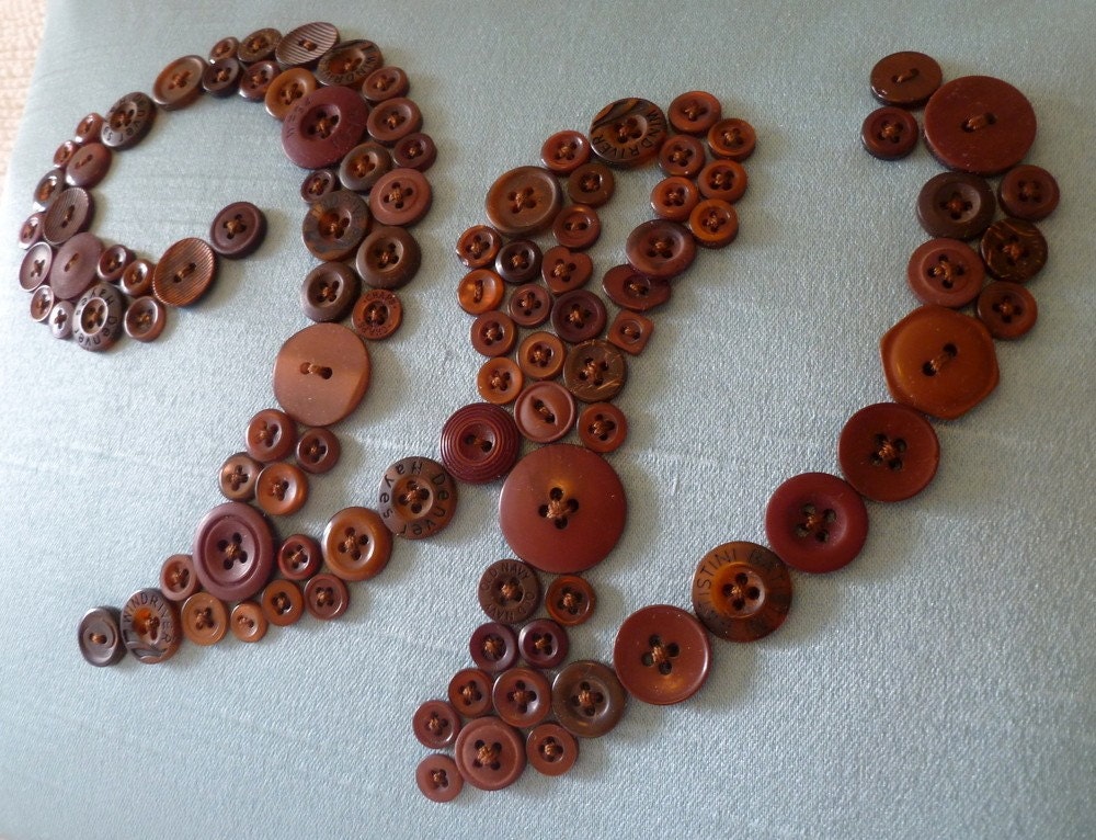 Personalized Monogrammed Pillow Letter W in Buttons -- Custom Design Your Own