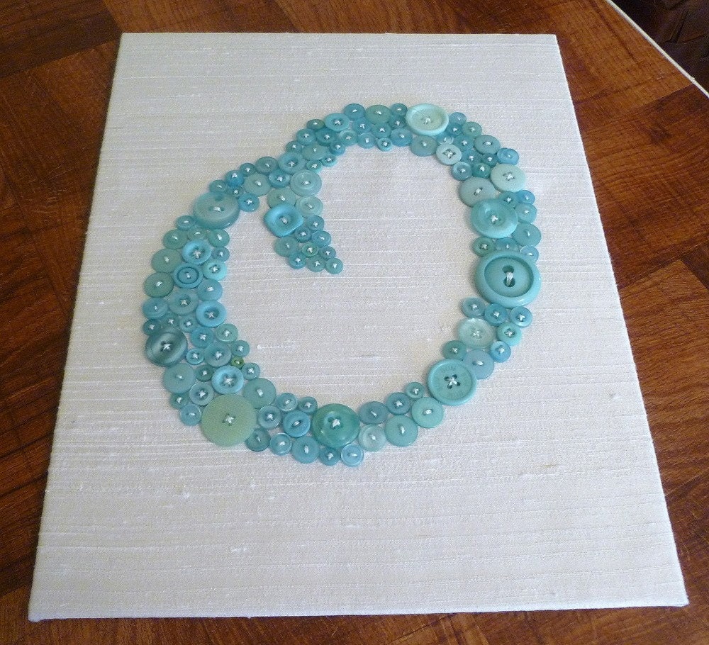 Baby Nursery Art Button Letter Monogram on Silk -- Custom Design Your Own 11"x14" Ready-To-Frame Letter (frame not included)