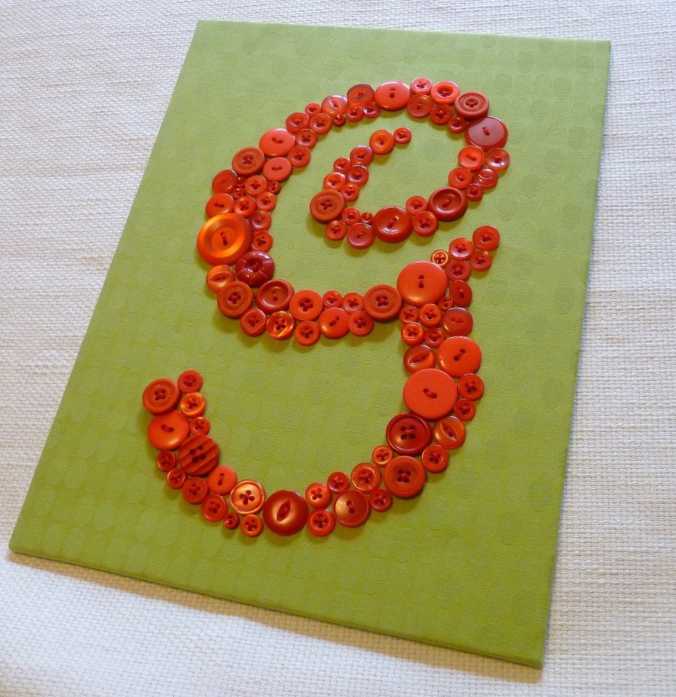Custom Button Monogram -- Ready-to-Frame 9"x12" -- You Choose Button Color and Fabric -- (frame not included)
