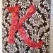 Nursery Button Letter Wall Art, Personalized Baby Girl Nursery Letters on Canvas, Hot Pink and Chocolate Brown, Shower Gift