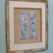 Personalized Baby Boy Nursery Button Letter Monogram -- Light Blue Buttons on Antique White Silk -- Ready to Frame (frame not included)