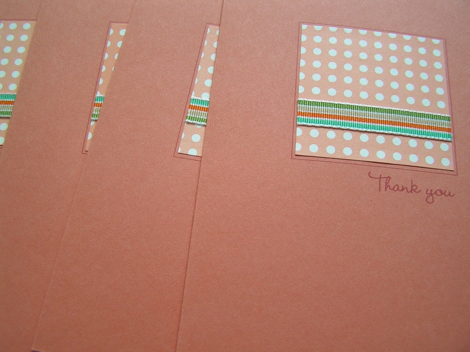 SALE Orange Polka Dot Thank You Cards, Preppy Retro Vintage Modern, Set of 5, Stationery for Women & Girls