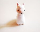 Miniature White Alpaca Figurine