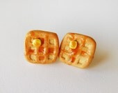 Tiny Realistic Waffle Earrings