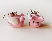 Pink Flying Pig Earrings