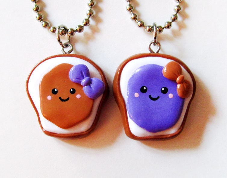 Peanut Butter and Jelly PB&J Best Friends Necklace Set