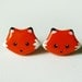 Cute Orange Fox Earrings Polymer Clay Jewelry