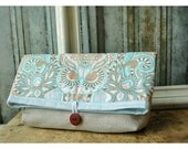 Owl Clutch purse Natural Linen Bridesmaid Gift Under 25 Wedding Accessory MakeUp clutch Travel Chi Omega Gadget