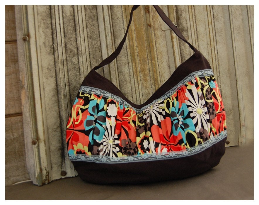 Laptop Handbag Purse Handmade Ruched Ruffled Lace Flower Shower Large bag graduate