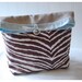 Linen and Brown Zebra Handmade Large Pouch Clutch Flat Bottom Padded  Kindle Make Up Travel Gadget Bag