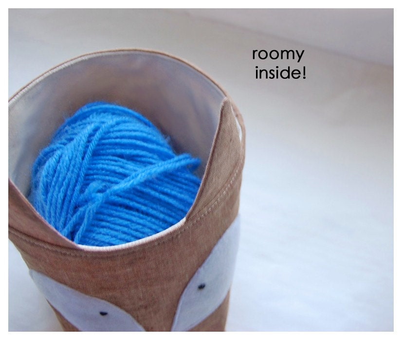 Fox Box Red brown bin basket diaper caddy Natural Linen Organizer Storage rust Embroidery Handmade Gift Wrap