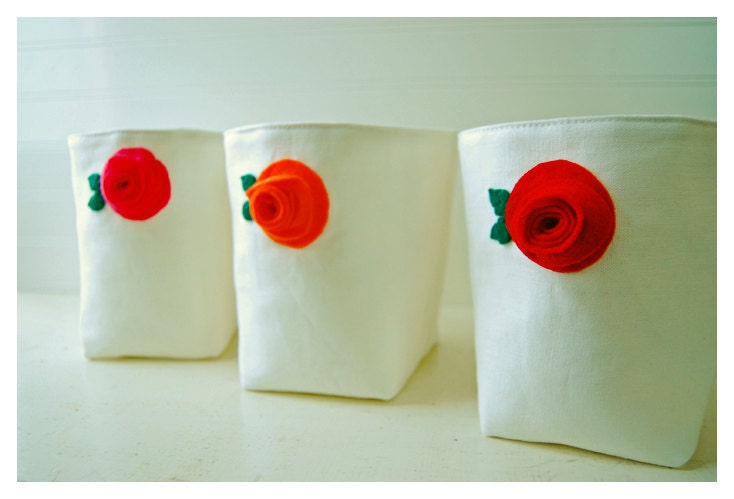 Flower Roses Oatmeal White LInen burlap Box diaper caddy  bin basket Storage Set 6 Weddings decor Gift Wrap Purple Organizer tagt team
