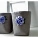 Flower Grey Gray linen burlap Box bin basket Storage Set 2 diaper caddy Weddings decor Gift Wrap periwinkle blue Fabric Organizer