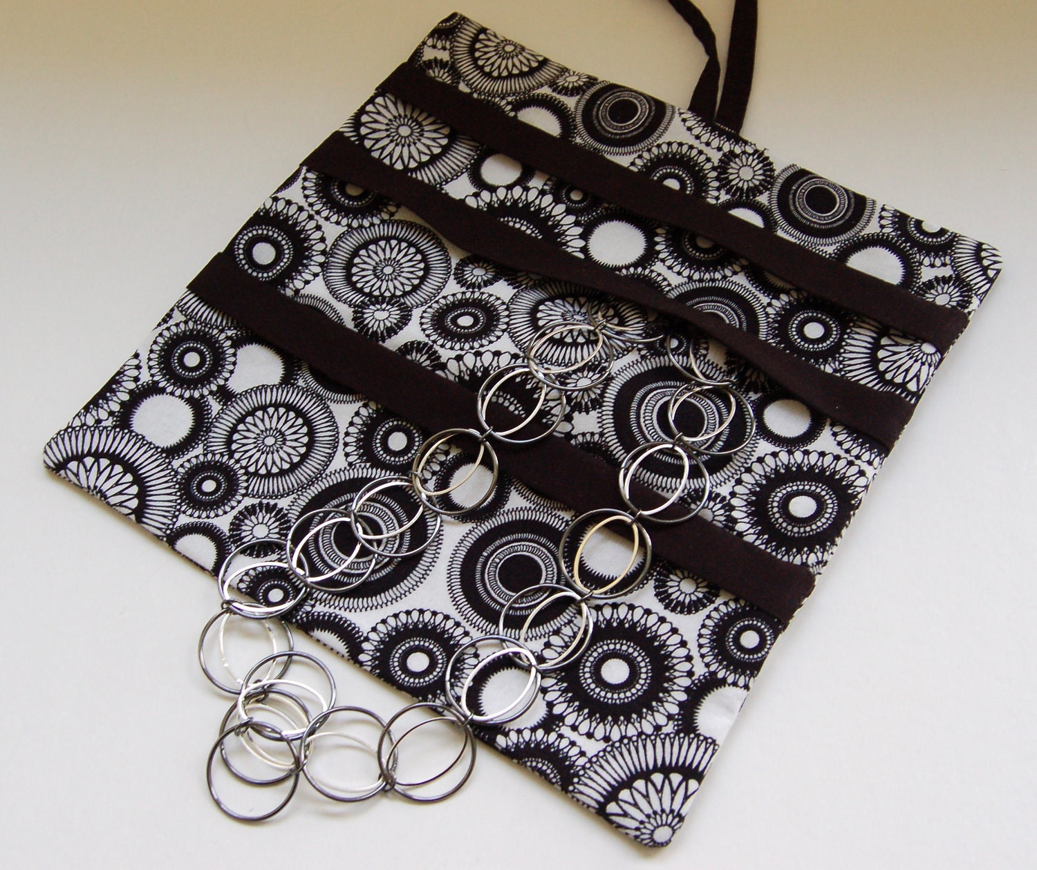Jewelry Bag Roll Black and White
