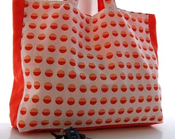 Tote Tangerine White Dots- Shoulder Bag