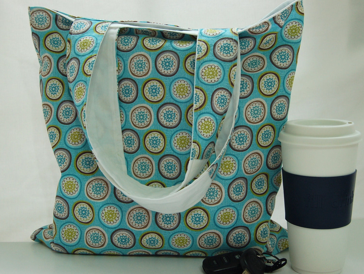 Tote Turquoise White - Shoulder Bag