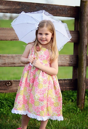Handmade Garden Girl Strappy Flower Sundress Custom Size 18m-6