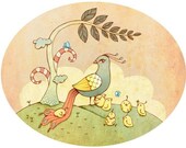 Baby girl room decor - 8x10 bird art print by Afsaneh Tajvidi