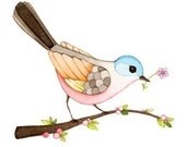Art for baby nursery, Bird print, Bird painting, Bird wall art, Wall art for kids, Art prints for sale, nursery room decor, 8x10, watercolor
