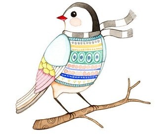 Winter bird - little bird archival print