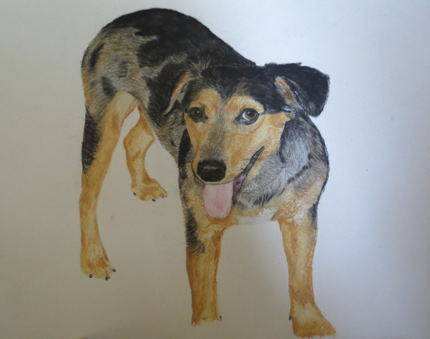 Puppy Pet Portraits Original Watercolor Memorial U Provide Picture or Idea 18 x 24 inch by Pigatopia