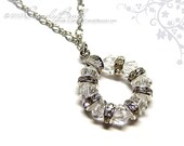 Swarovski Crystal Rondelle Necklace, Silver White Swarovski Crystal Necklace Pendant