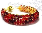 Colorful Red Bicolor Swarovski Crystal Bracelet by CandyBead