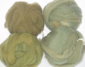Super Wash Wool Roving Plant Dyed Olive Greens - by using Indigo & Onion Skins - WoolEwePlay