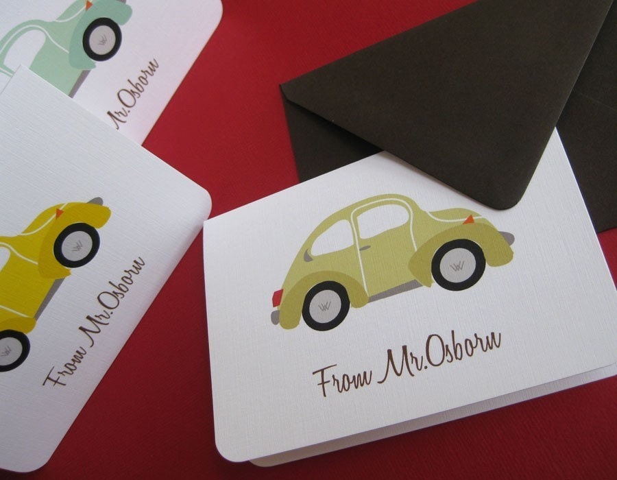 VW bug- set of 6 personalized stationery