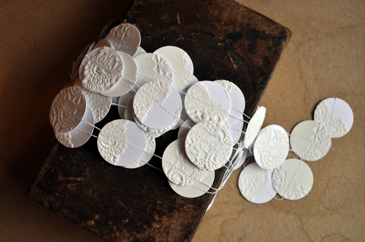 White Lace Paper Garland Strand - 26 feet / RESERVED for Hera