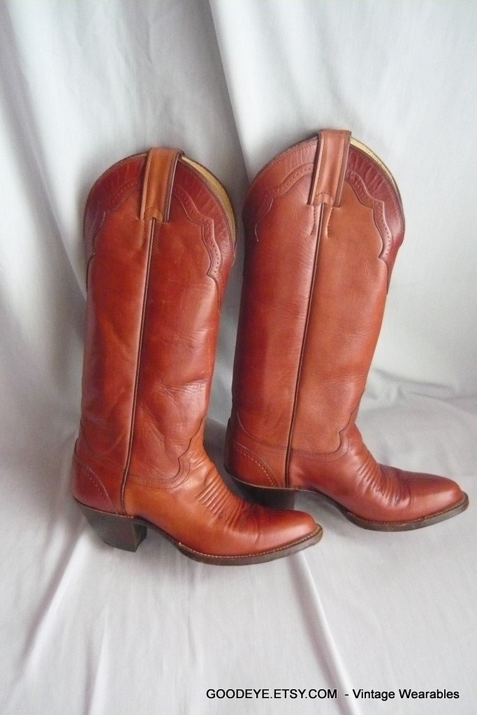 Justin SKINNY SHANK Western Boots 5 Eur 35 UK 2 .5 Leather  Rockabilly Cowgirl