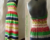 Vintage Floral Halter Dress sz 2 4 6 Maxi 1960s TORI RICHARD Cotton Colorful Hawaii