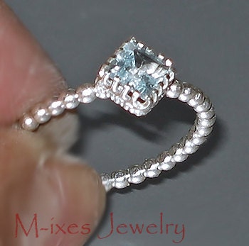M-ixes OOAK Ring -Silver and Swiss blue Topaz -