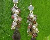 M-ixes -Envious- Tourmaline Amethyst Moonstone Pearl OOAK Earrings