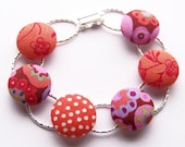 Orange You Glad Fabric Covered Button Bracelet