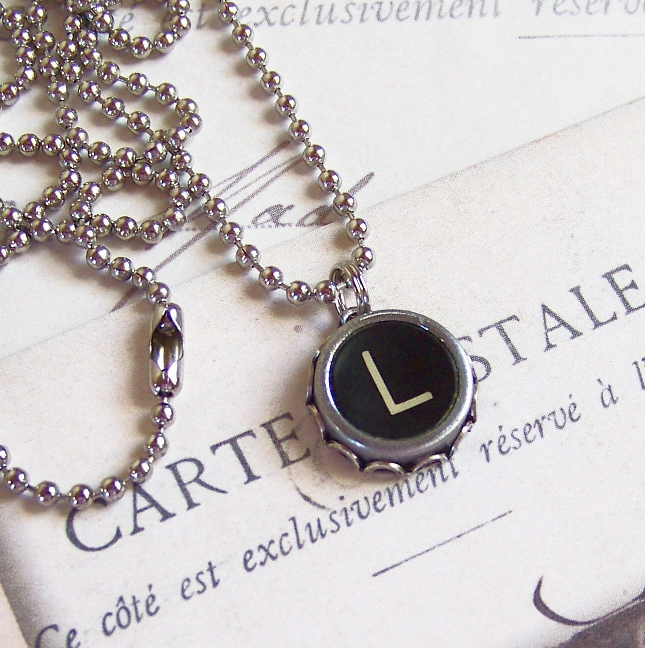 Vintage Typewriter Key Necklace Letter L