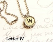 Vintage Typewriter Key Necklace Letter W