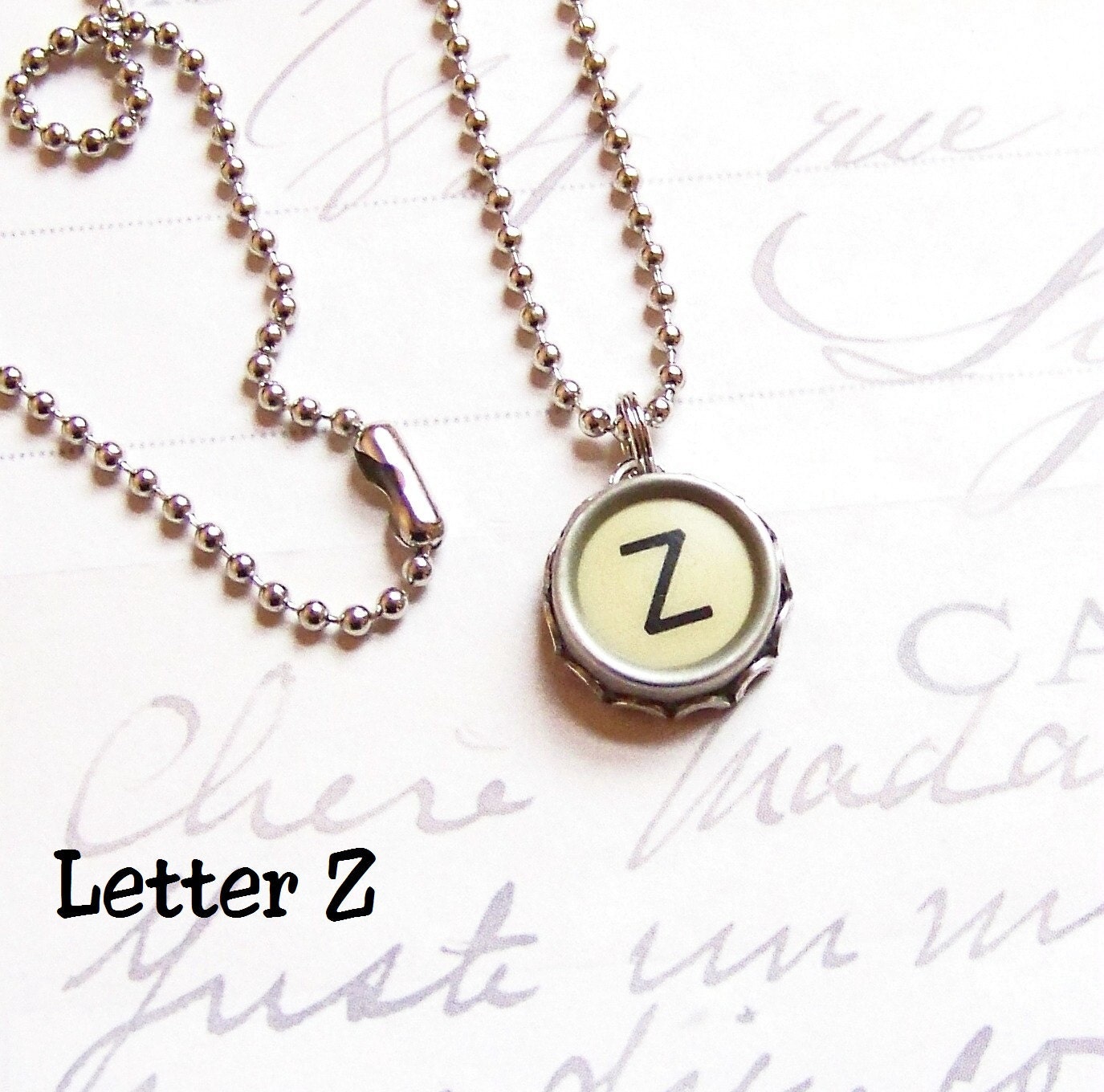 Vintage Typewriter Key Necklace Letter Z
