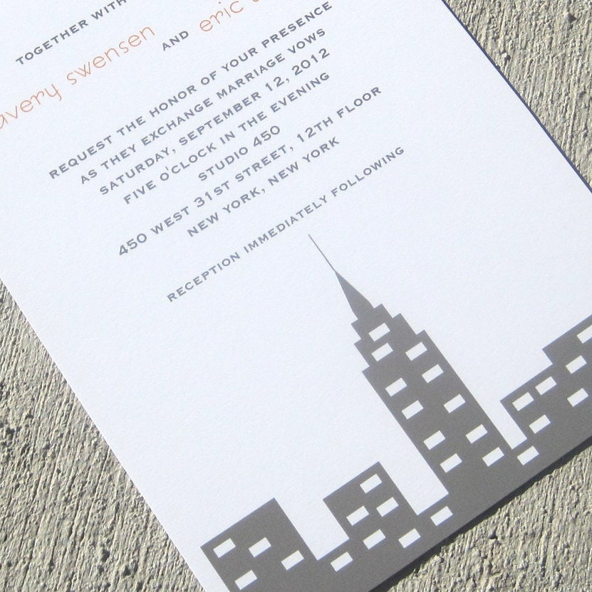 Skyline Wedding Invitation New York Deposit