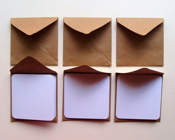 Kraft Mini Envelopes with White Cards Set