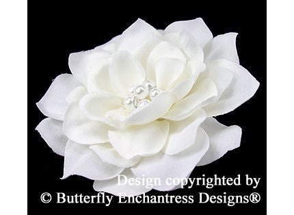 Pearl White Tahitian Gardenia Bridal Hair Flower Clip