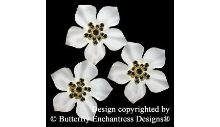 3 Rhinestone Ivory Black Star Jasmine Flower Bridal Hair Pins